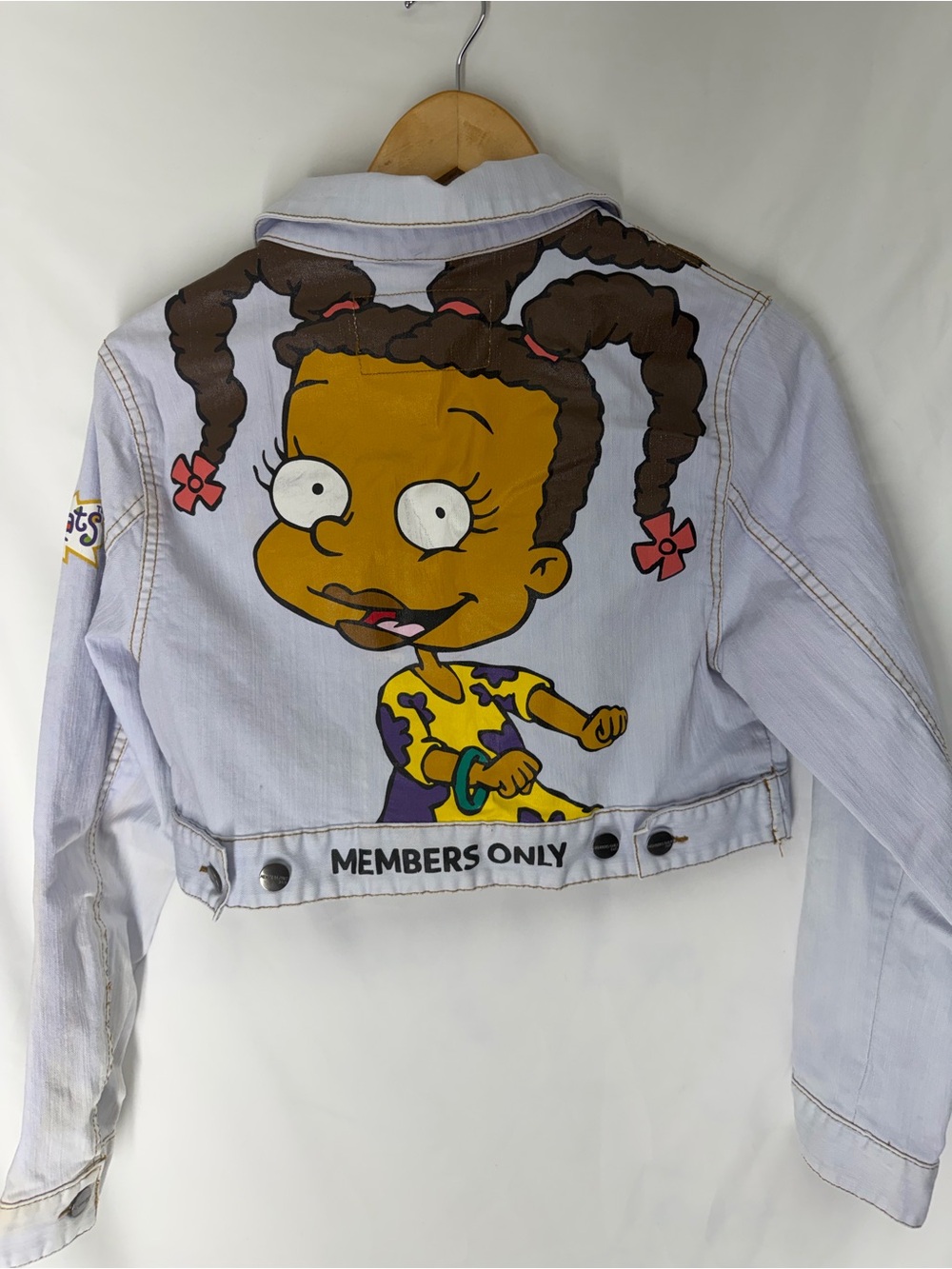 Members Only x Nickelodeon Rugrats Cropped Denim Trucker Jacket Susie Reptar M